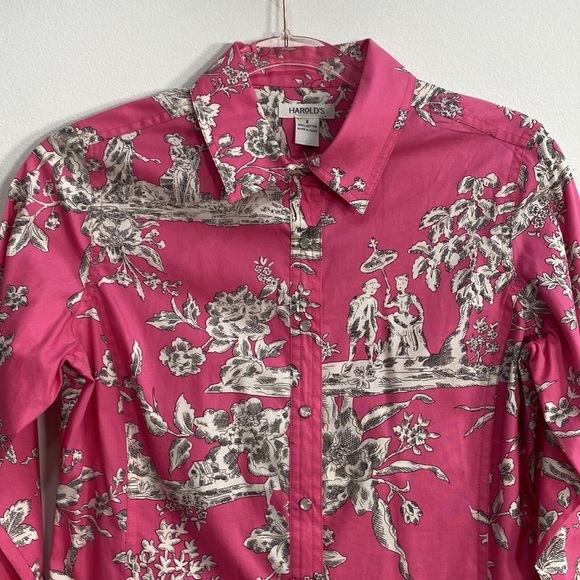 Harold's Cotton Village print Snap Button Top Women's Small - Picture 3 of 10